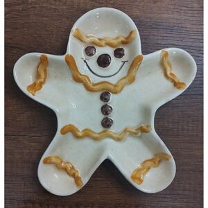 Vintage 1950s Los Angeles Pottries Pottery Gingerbread Man Dish MCM Holiday USA